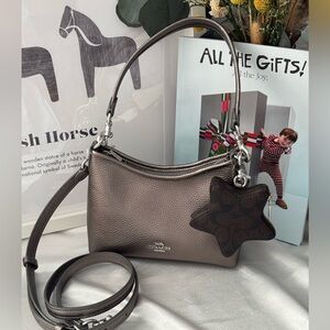 Coach Laurel Small Shoulder Bag CCF16 With Star Charm pebbled leather/Silver